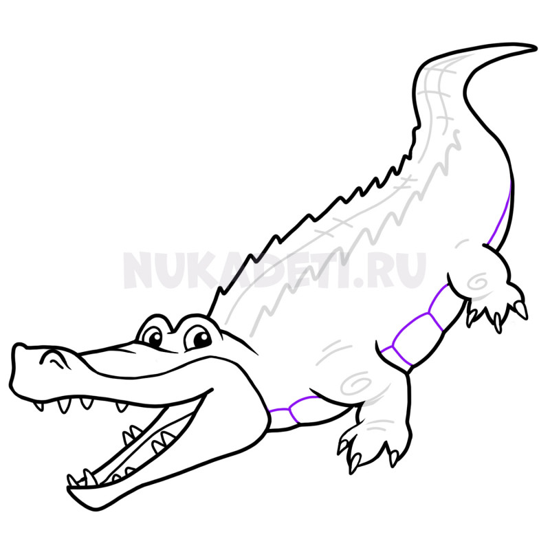 Як намалювати крокодила - малюємо великого крокодила і крокодила Гену